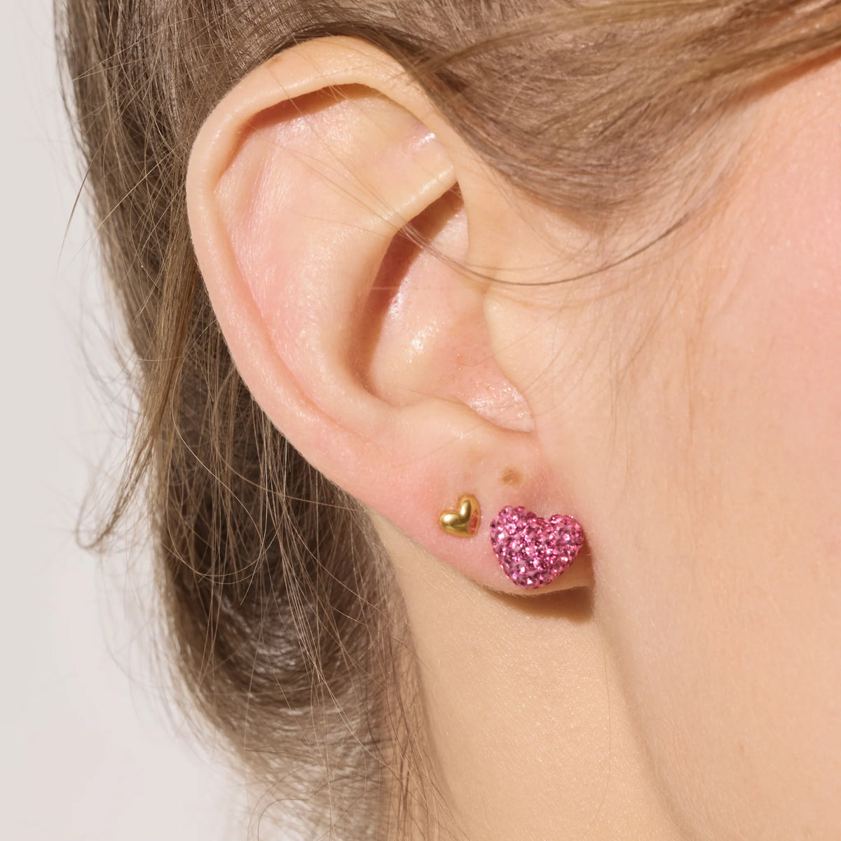 Mini Metal Heart Stud Earring Gold