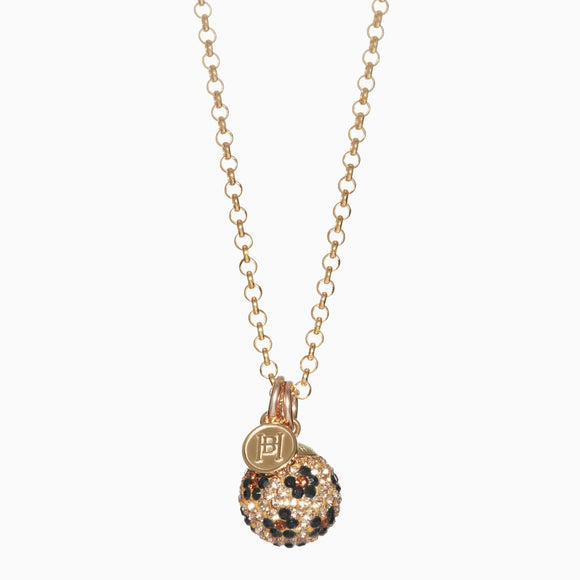 Leopard Sparkle Ball Long Necklace Pendant