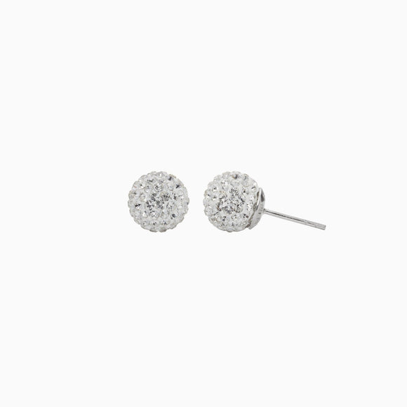 White Sparkle Ball Stud Earrings