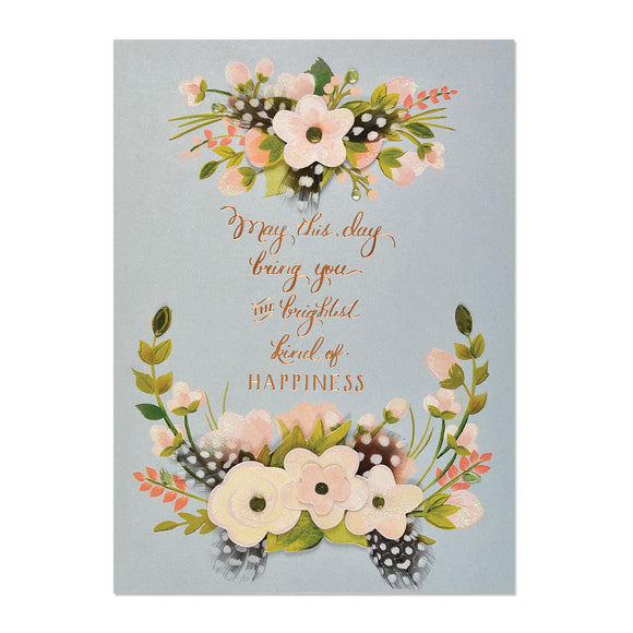 Feathers And Florals Birthday Card