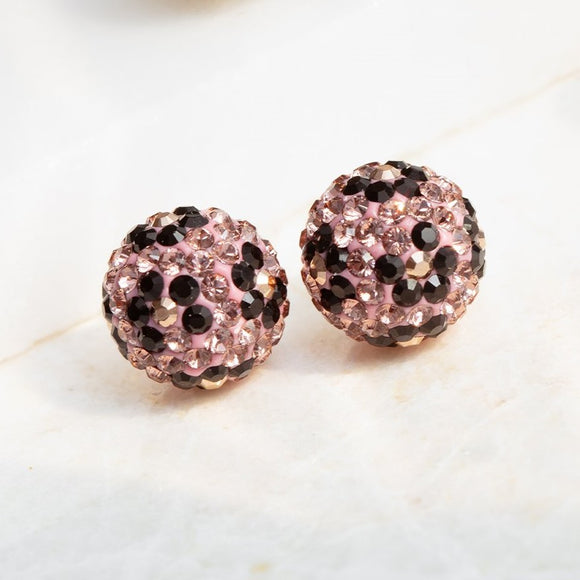 Rose Leopard Sparkle Ball Stud Earrings [Limited Edition]