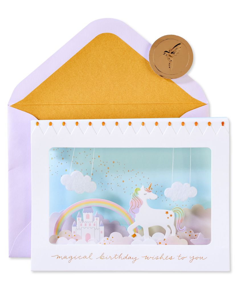 3D Unicorn Scene Birthday Card