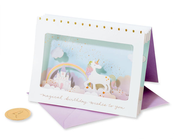 3D Unicorn Scene Birthday Card