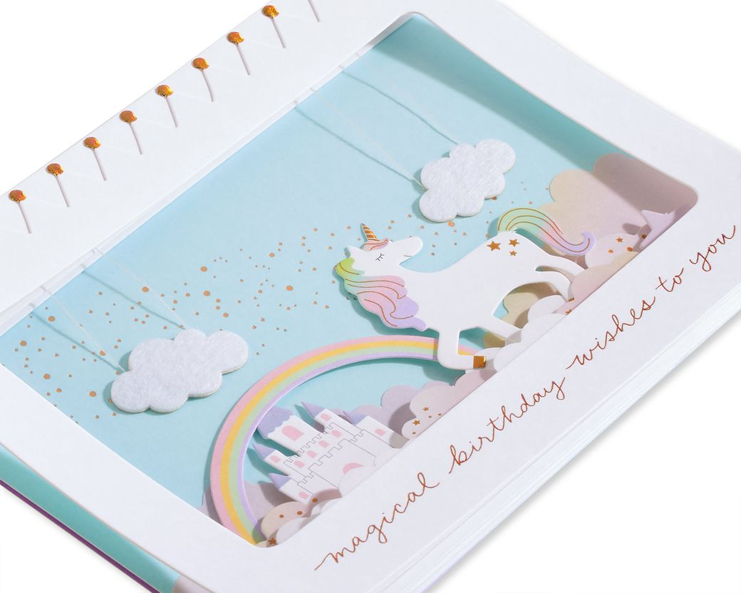 3D Unicorn Scene Birthday Card