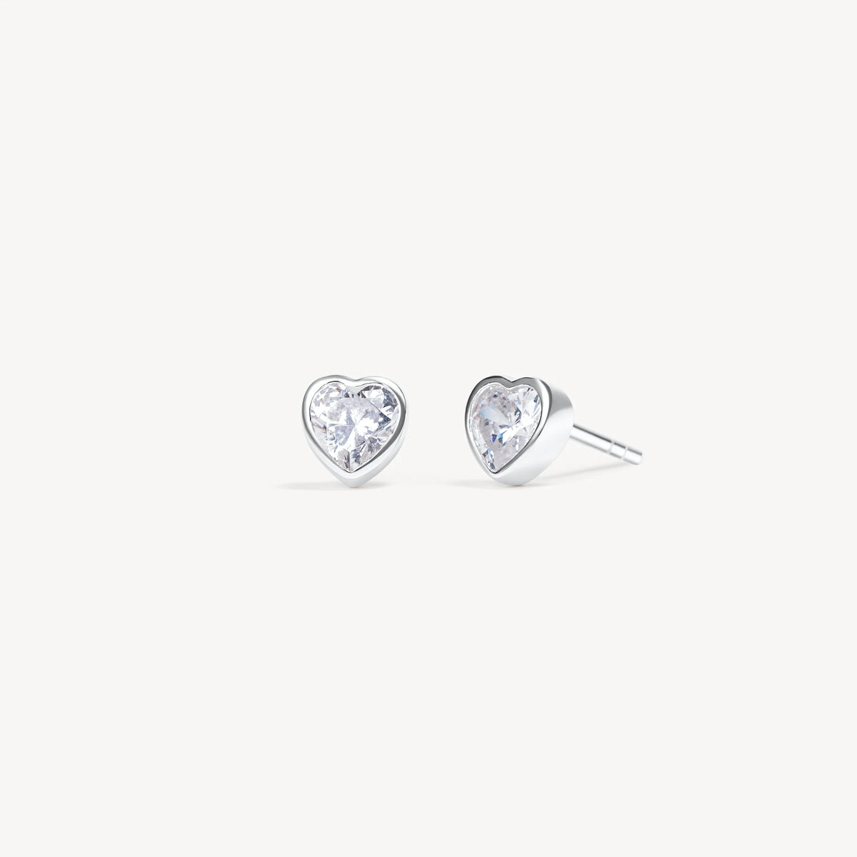 Adore Heart Bezel Stud Earrings Silver