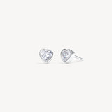 Adore Heart Bezel Stud Earrings Silver