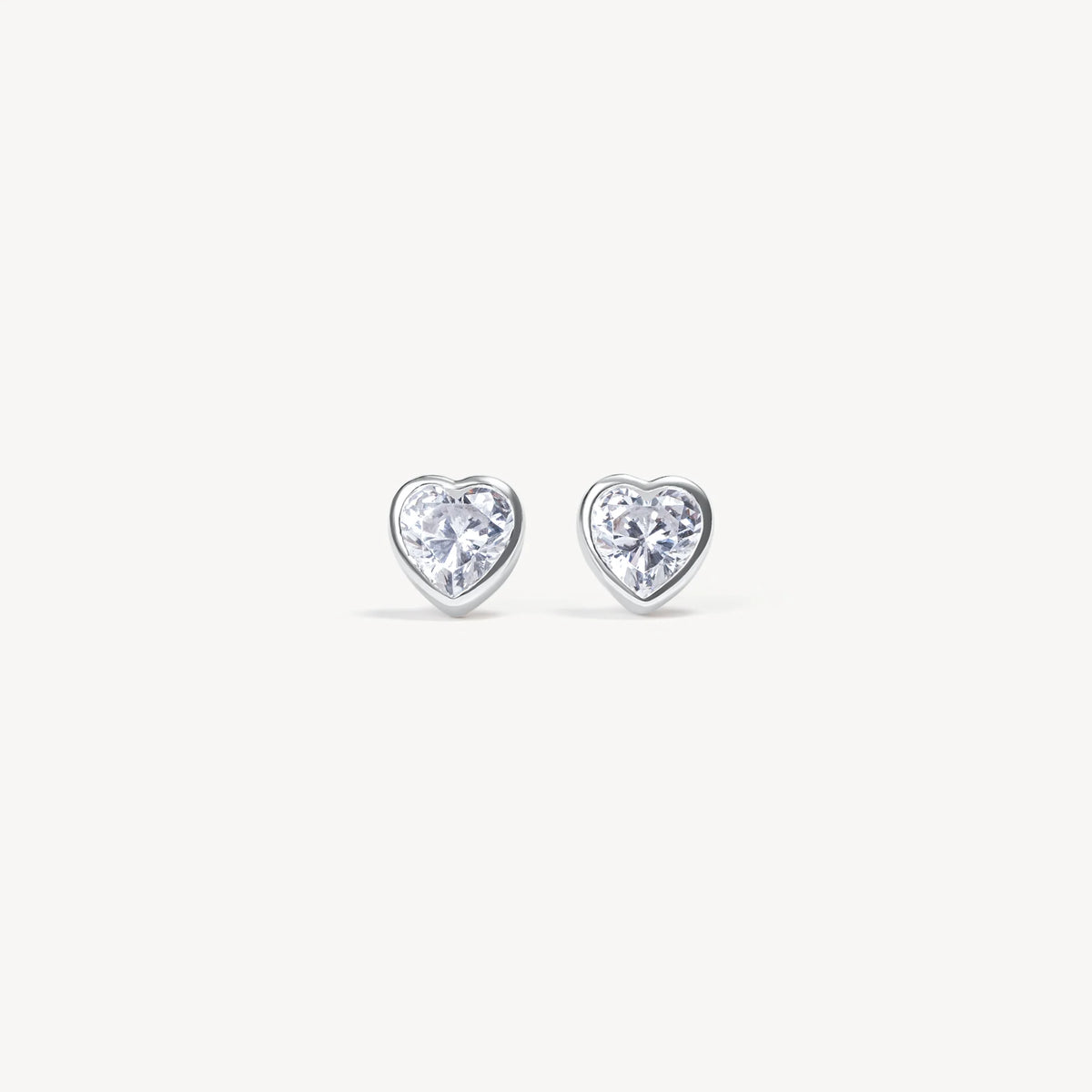 Adore Heart Bezel Stud Earrings Silver