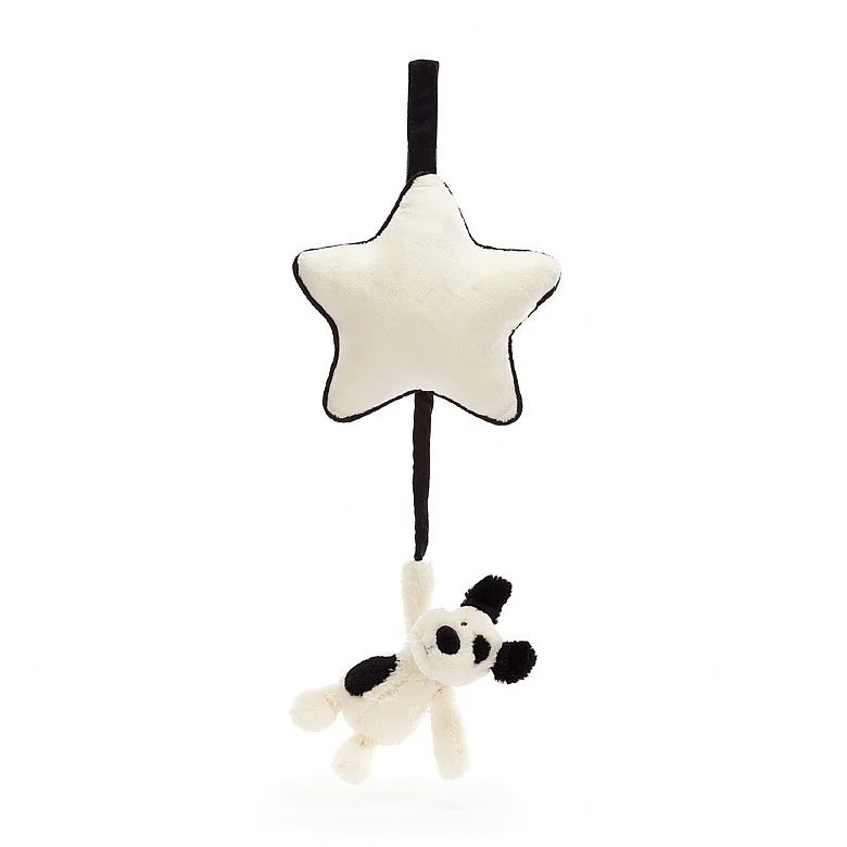 Jellycat Bashful Black & Cream Rufferty Puppy Musical Pull