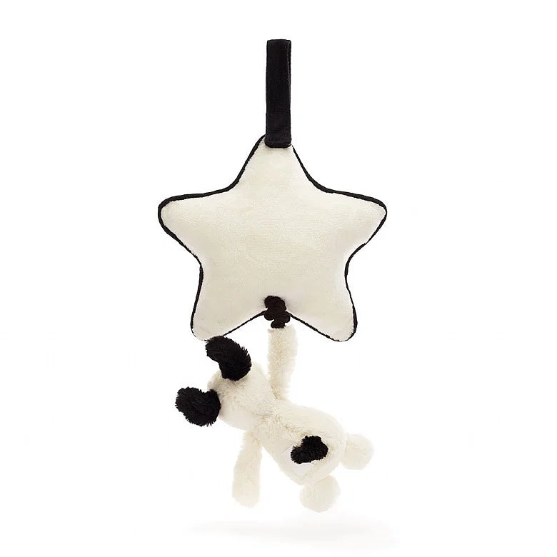 Jellycat Bashful Black & Cream Rufferty Puppy Musical Pull
