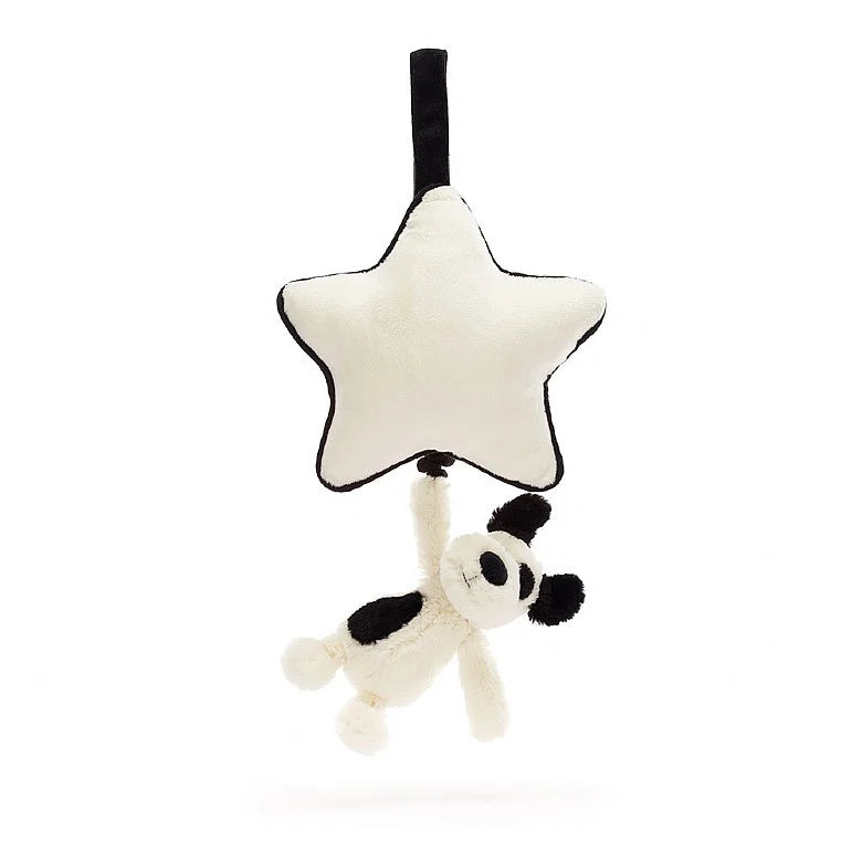 Jellycat Bashful Black & Cream Rufferty Puppy Musical Pull