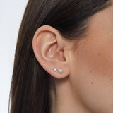 Mini Metal Heart Stud Earring Silver