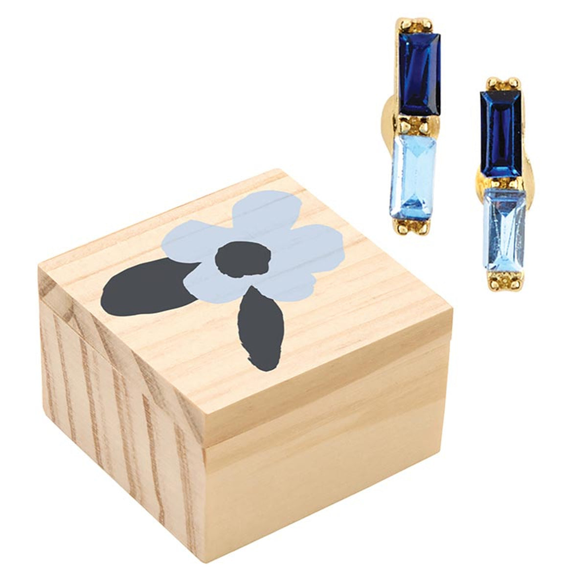 Treasure Box Earrings - Blue Flower