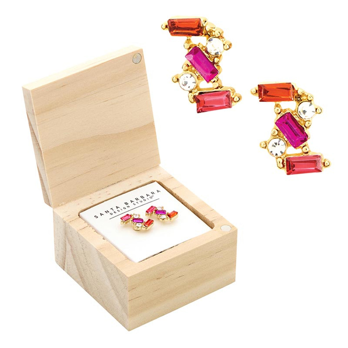 Treasure Box Earrings - Pink