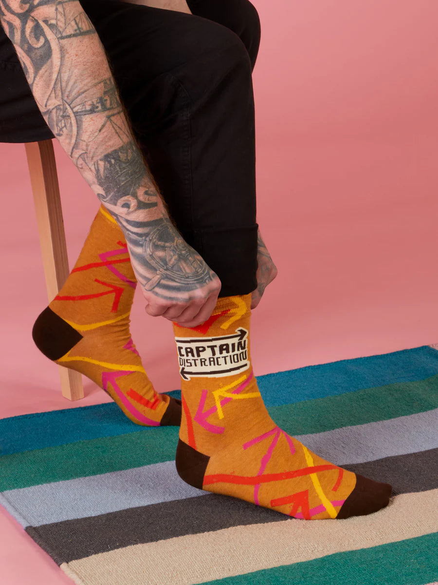 Blue Q Captain Distraction Men's Crew Socks
