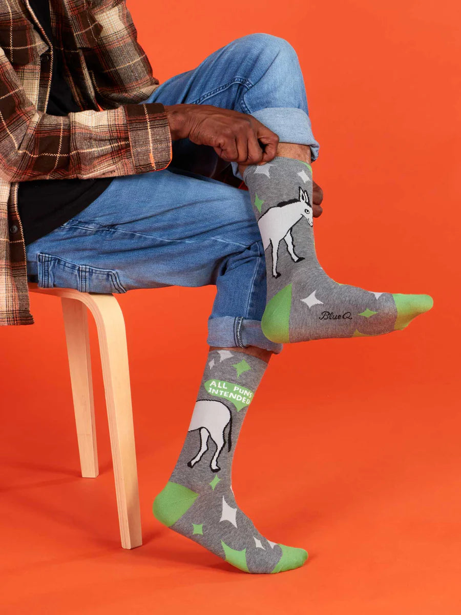 Blue Q All Puns Intended Men's Crew Socks