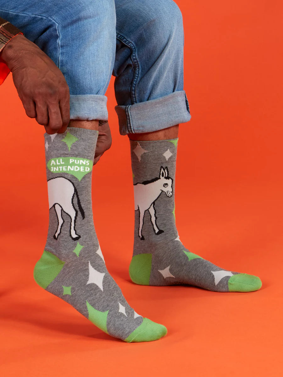 Blue Q All Puns Intended Men's Crew Socks