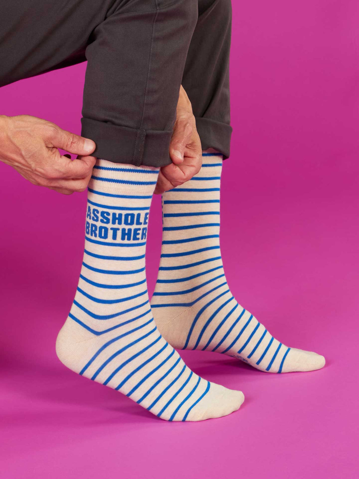 Blue Q Asshole Brother Men's Crew Socks