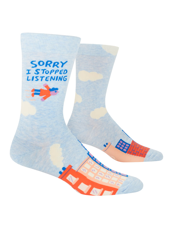 Blue Q Sorry I Stopped Listening Men's Crew Socks