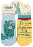 Blue Q Love Your Face & I'll Remember Baby Socks 2 Pack