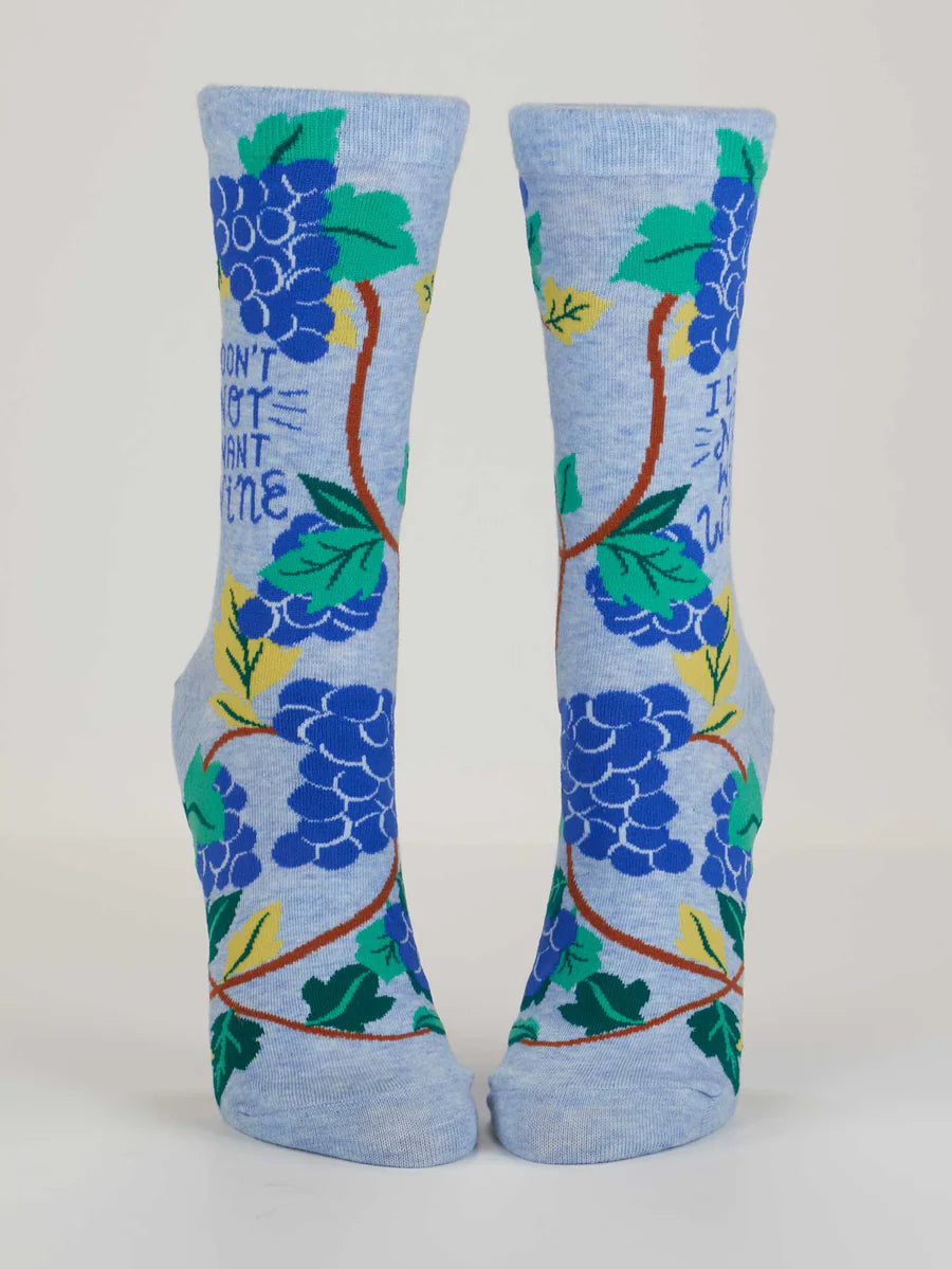 Blue Q I Don't Not Want Wine Women's Crew Socks