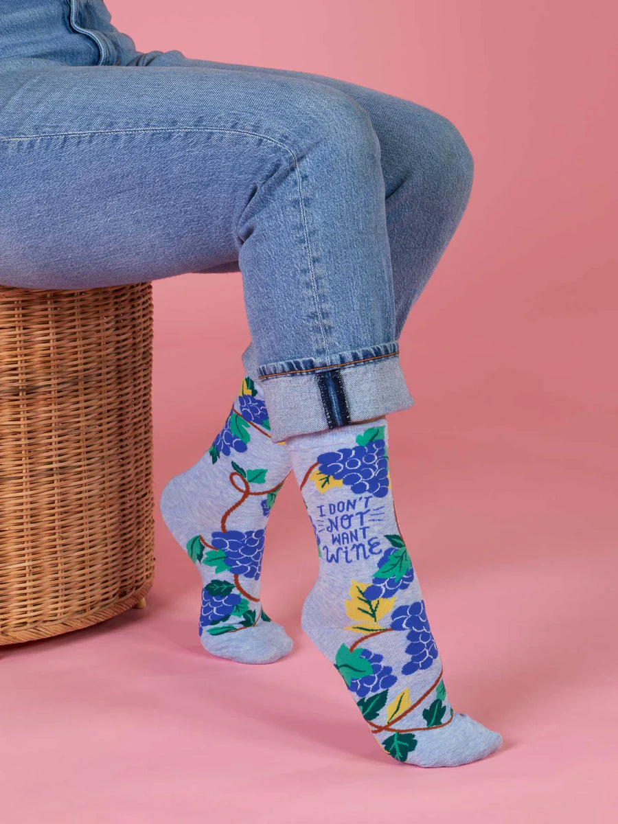 Blue Q I Don't Not Want Wine Women's Crew Socks
