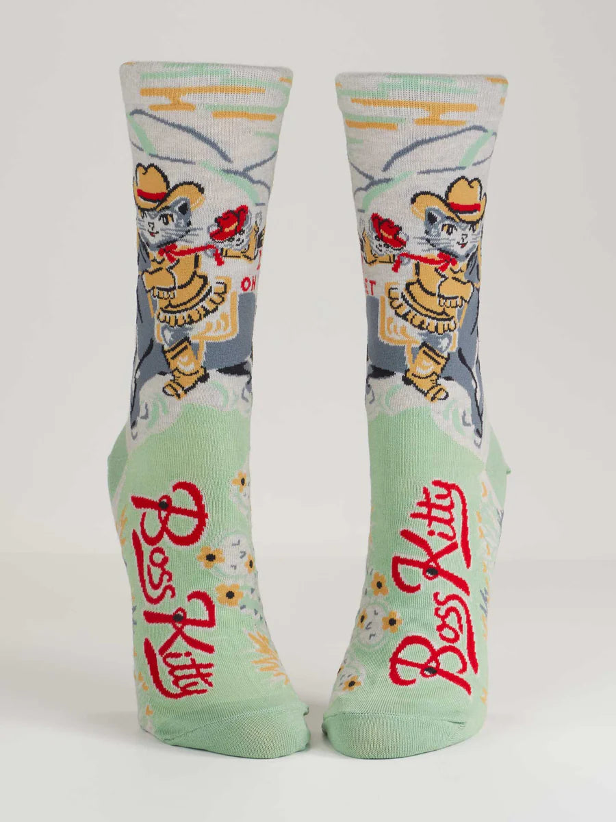 Blue Q Boss Kitty Women's Crew Socks