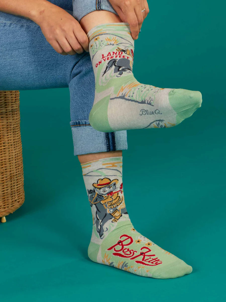 Blue Q Boss Kitty Women's Crew Socks