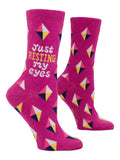 Blue Q Resting My Eyes Women's Crew Socks