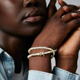 Soft Gold Sparkle Ball Double Wrap Bracelet