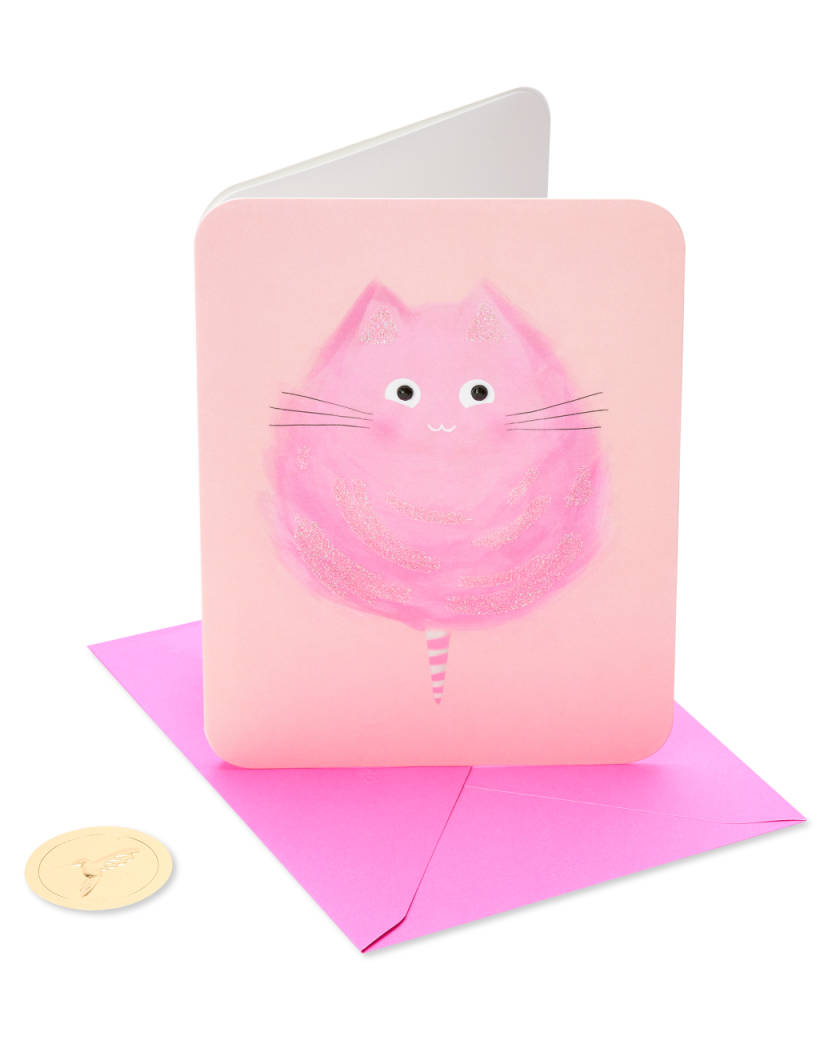 Cotton Candy Cat Birthday Card