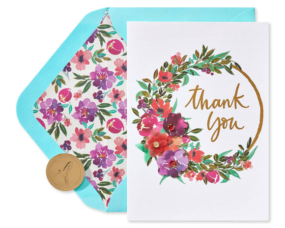 Floral Wreath Thank You Card
