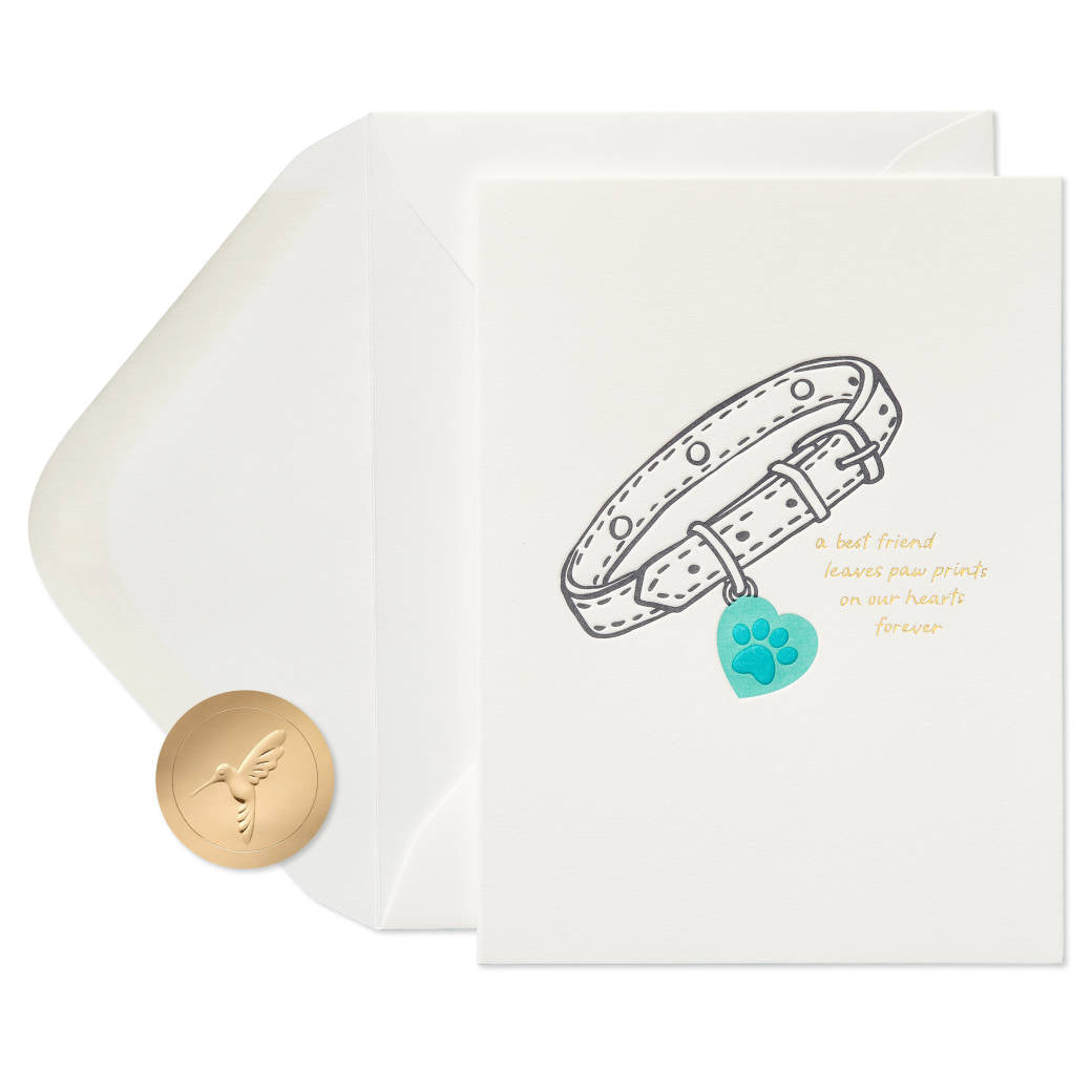 Paw Prints On Our Hearts Pet Sympathy Card