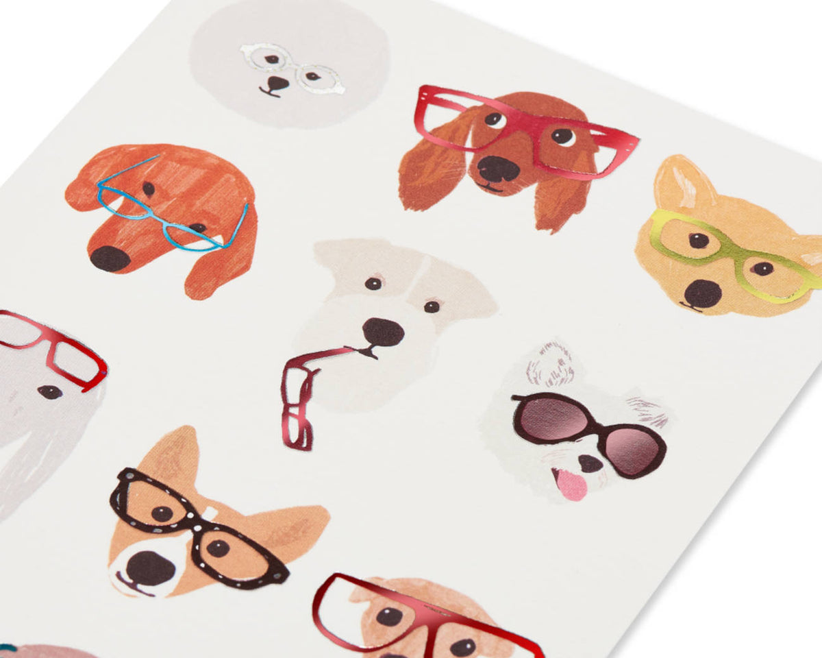 Dogs With Glasses Blank Card