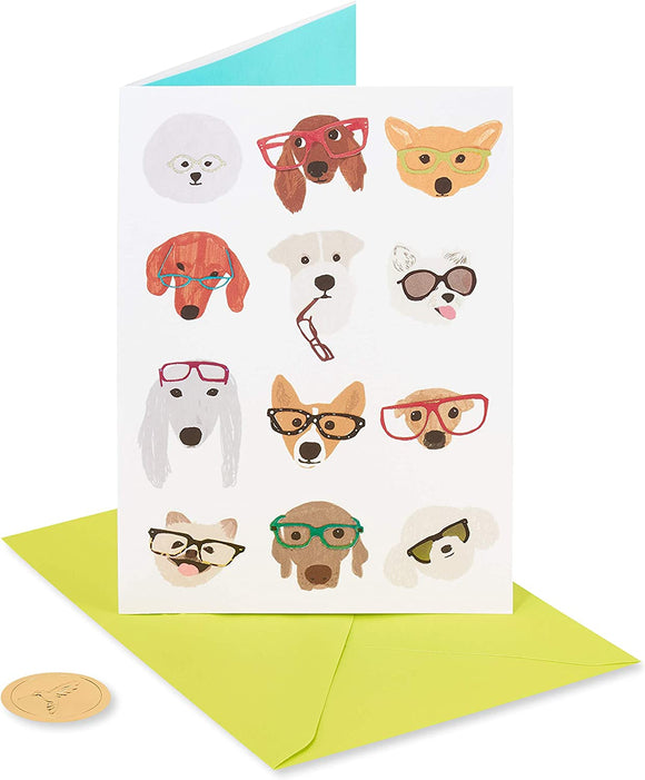 Dogs With Glasses Blank Card