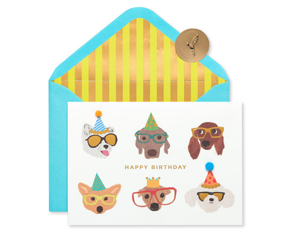 Dog Party Glasses Birthday Card