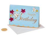 Embroidered Flower Happy Birthday Card