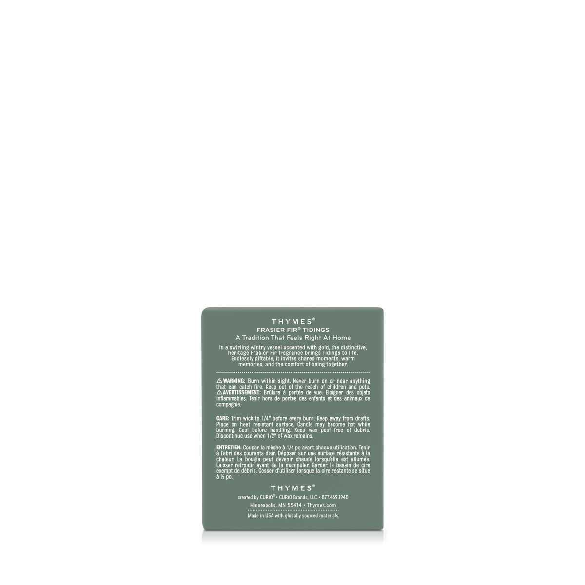 Thymes Frasier Fir Tidings 6.5oz Candle