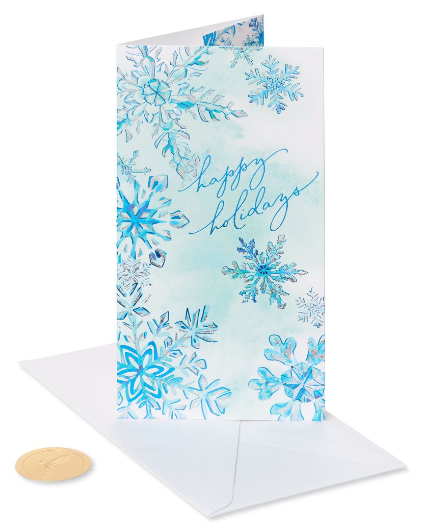 Watercolor Snowflakes Happy Holidays Money Enclosure Card