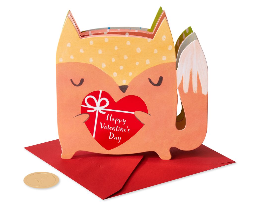 Fold Open Fox Valentine's Day Card