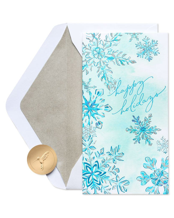 Watercolor Snowflakes Happy Holidays Money Enclosure Card