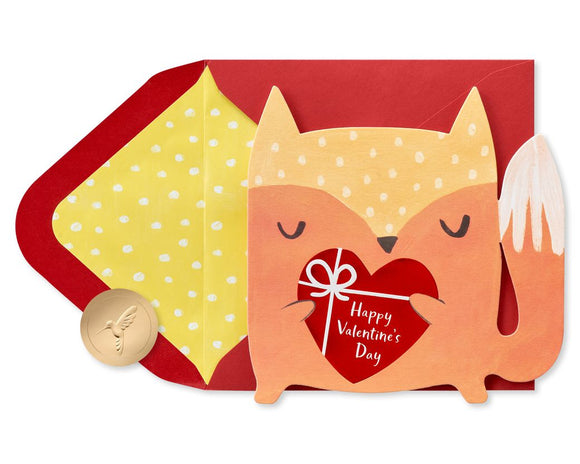 Fold Open Fox Valentine's Day Card