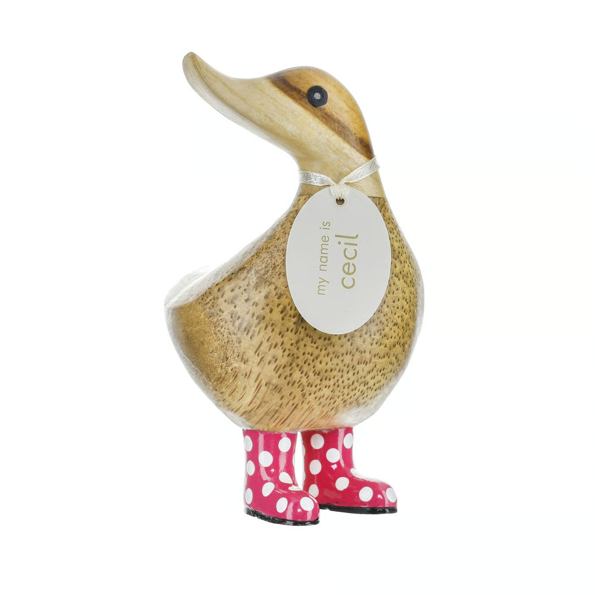 DCUK Spotty Boots Ducky Wooden Duck (Pink)