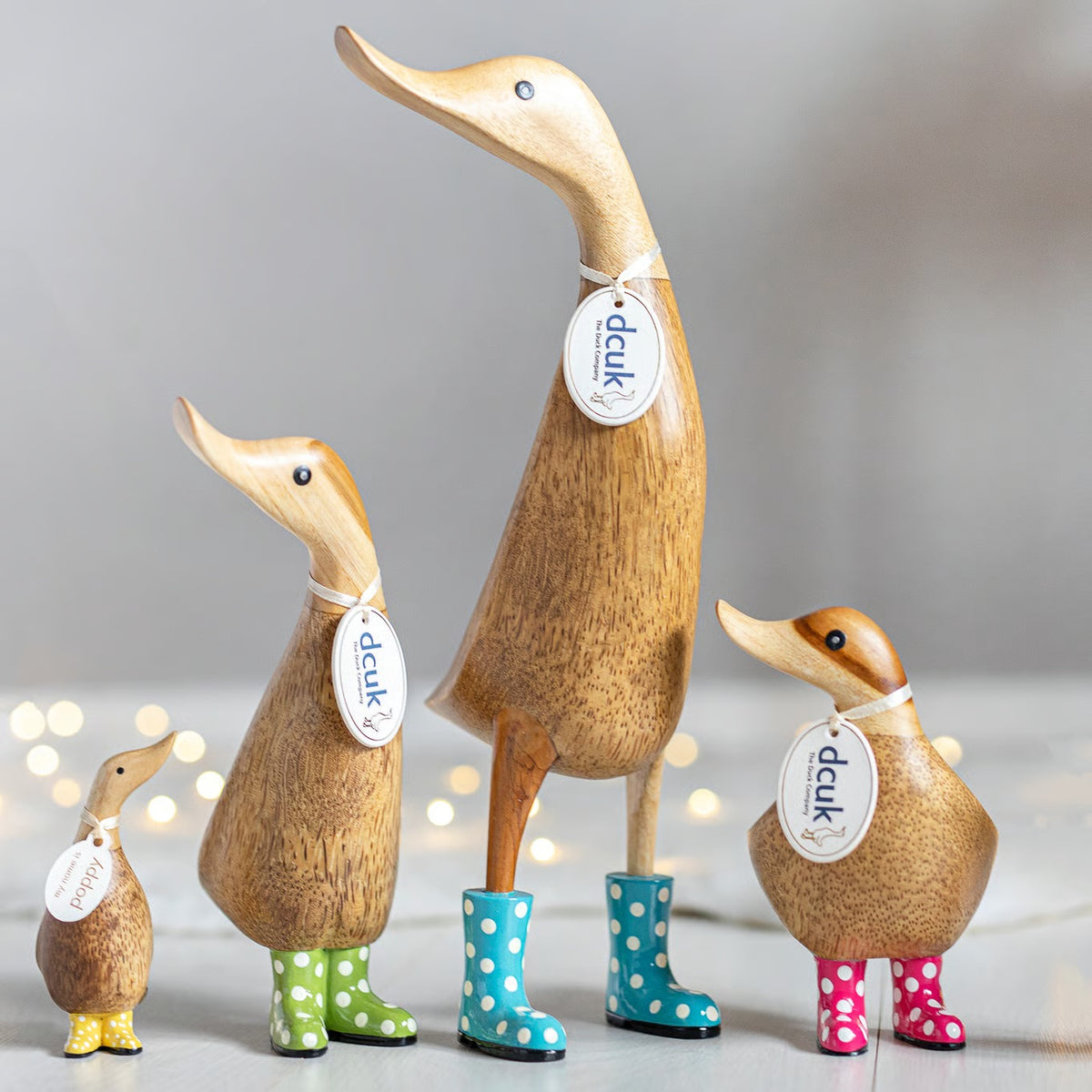 DCUK Spotty Boots Duckling Wooden Duck (Blue)