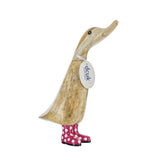 DCUK Spotty Boots Duckling Wooden Duck (Pink)