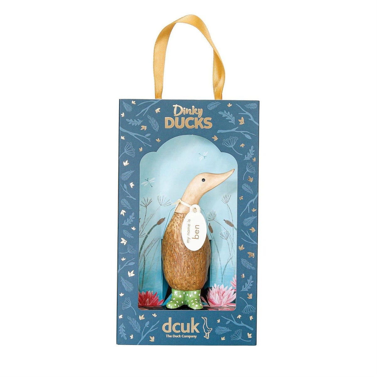 DCUK Spotty Boots Dinky Wooden Duck (Green)
