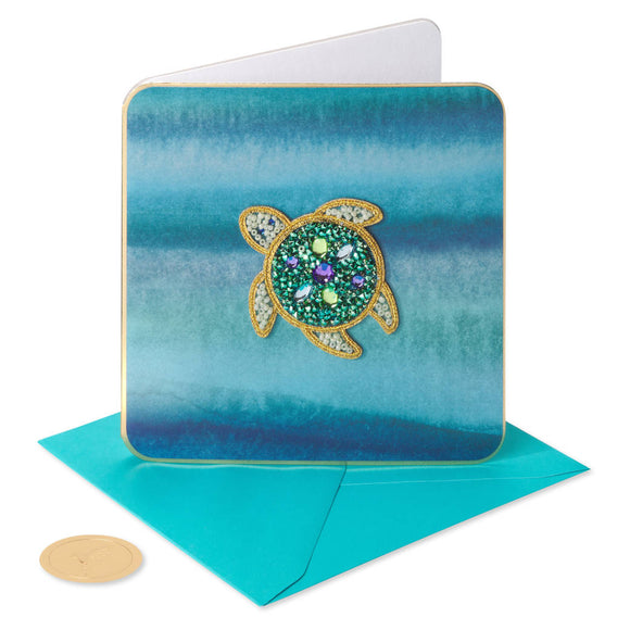 Sea Turtle Sequins Patch Blank Card