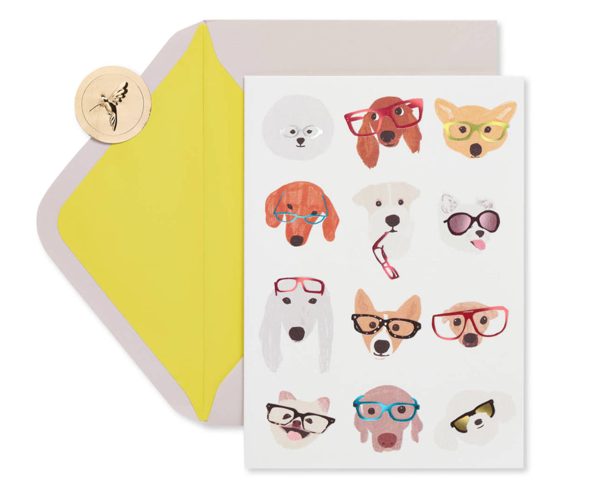 Dogs With Glasses Blank Card