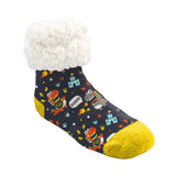 Pudus Classic Slipper Socks Dinosaur Charcoal Kids