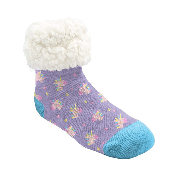 Pudus Classic Slipper Socks Unicorn Lavender Toddler