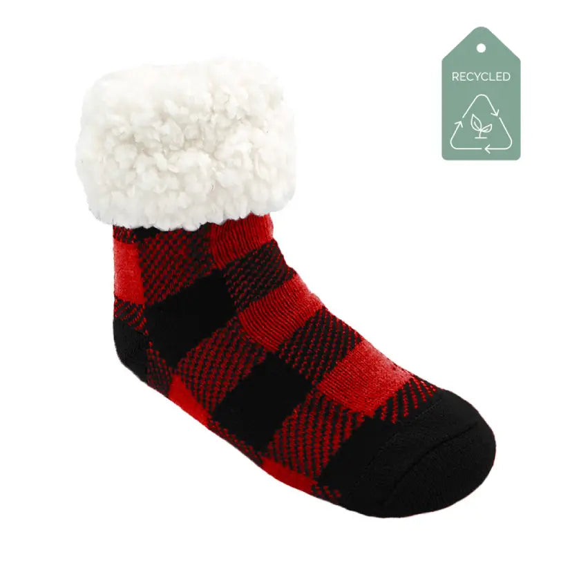 Pudus Classic Slipper Socks LumberJack Red Kids